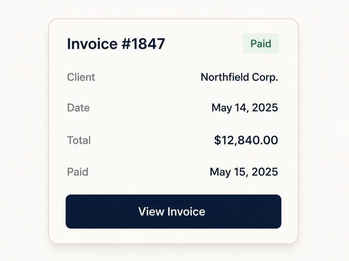 A paid invoice in Thistle